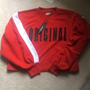 Crop sweat shirt with balloon arms